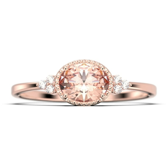 Gorgeous Art nouvea 1.40 Carat Oval Cut Morganite And Diamond Moissanite Affordable Engagement Ring, Dainty Morganite Wedding Ring in 10k Solid Rose Gold Gift For Her, Promise Ring, Anniversary Gift