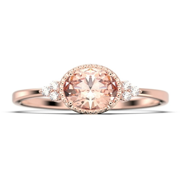 Gorgeous Art nouvea 1.40 Carat Oval Cut Morganite And Diamond Moissanite Affordable Engagement Ring, Dainty Morganite Wedding Ring in 10k Solid Rose Gold Gift For Her, Promise Ring, Anniversary Gift