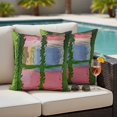 Abstract Green Pink Blue Outdoor Waterproof Throw Pillow Covers Set of ...