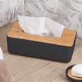 thumbnail image 2 of Black Tissue Box Cover Padang with Bamboo Top - Elegant Design for Home and Office - Enhance Décor and Organization, 2 of 8