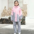 thumbnail image 2 of Yuncity Boys Girls Rain Jacket Rain Suit With Hood Backpack Space Lightweight Reusable Outdoor School Play Raincoat Rainwear Pink 9-10 Years, 2 of 9