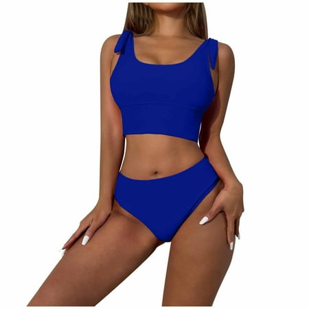 BUIgtTklOP Women s Crop Top High Waisted Cheeky Bikini Set Two Piece Swimsuits