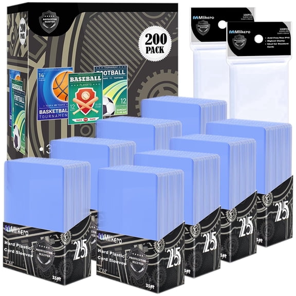 Mlikero 400 Card Sleeves Top Loaders for Cards, 3"X4" Toploaders for Cards, Premium Baseball Card Protectors Hard Plastic for Sports and Game Cards (200 Top Loaders   200 Clear Sleeves)