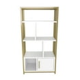 thumbnail image 4 of Valero 4-Tier Industrial Etagere Bookcase Wood Bookshelf with Cabinet White Gold Finish, 4 of 6