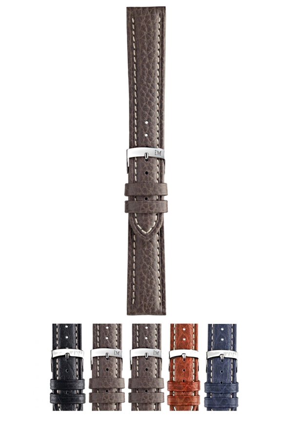 Kuga Genuine Leather Watch Strap - Dark Brown - 18mm - Chrome-plated Stainless Steel Buckle - PERFORMANCE Collection