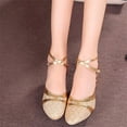 thumbnail image 6 of UTTOASFAY Women's Ballroom Tango Latin Dancing Shoes Sequins Shoes Social Dance Shoes Gold 8(39), 6 of 6