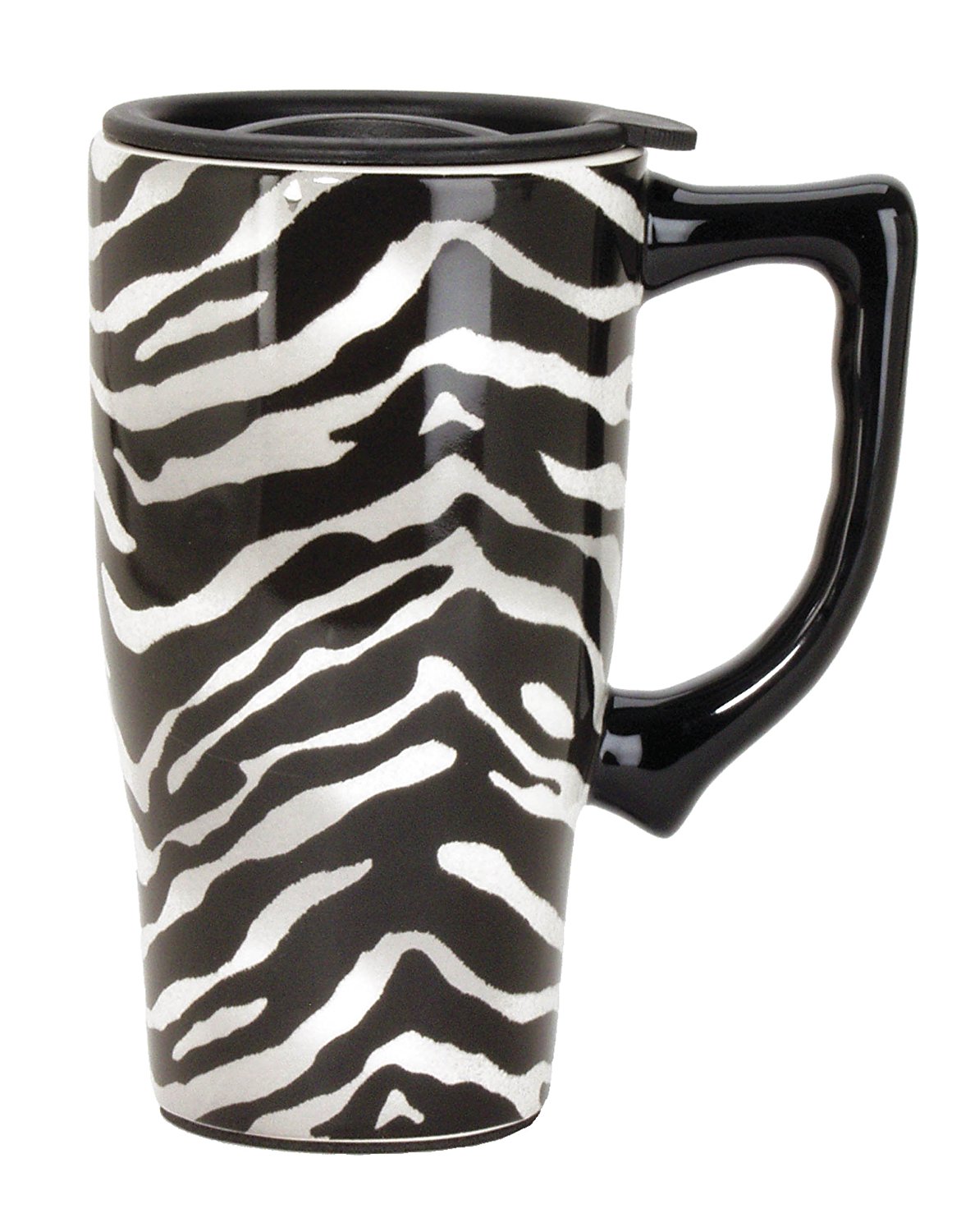 Zebra Print Travel Mug Black For Hot And Cold Beverages By Spoontiques Walmart Com Walmart Com