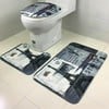 Bathroom Non-Slip Blue Ocean Style Pedestal Rug + Lid Toilet Cover + Bath Mat