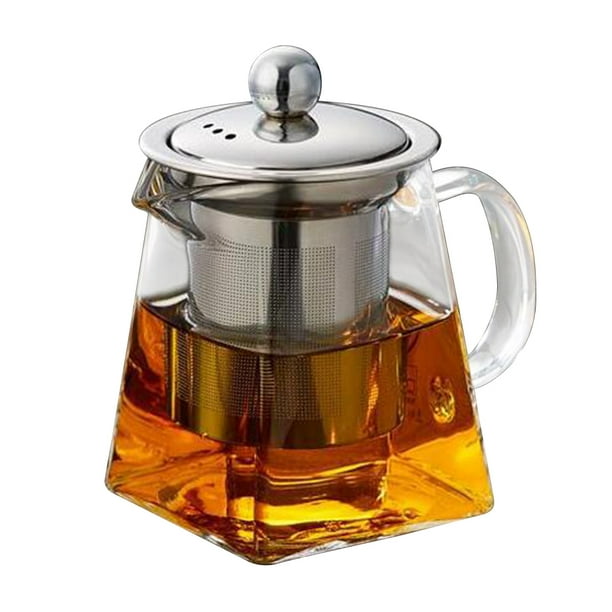 EeaseMX Infusor de acero inoxidable práctico con capacidad de 550 ml, colador, tetera de vidrio resistente al calor, taza para té de hojas sueltas.