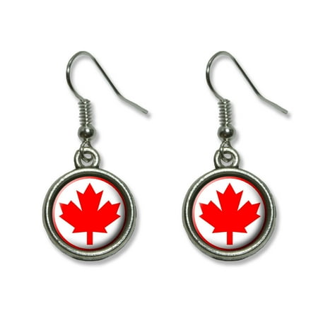 - Canada Maple Leaf Flag Dangling Drop Earrings