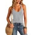 thumbnail image 6 of aohooy Women's T-Back Racerback Workout Tank Tops Summer Sleeveless Scoop Neck Running Gym T Shirts Loose Fit Yoga Fitness Top Gray,L, 6 of 9