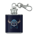 thumbnail image 1 of Nordic Viking Warrior Helmet with Horns Stainless Steel 1oz Mini Flask Key Chain, 1 of 3