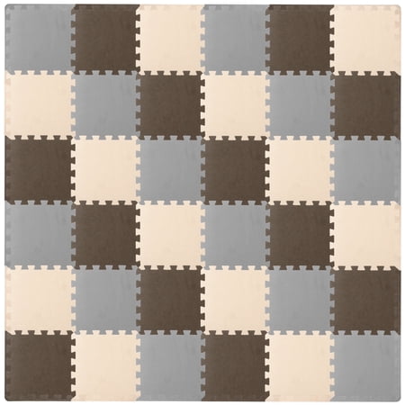 ProSource Kids Solid Colors Foam Puzzle Floor Play Mat, 36 or 16 tiles