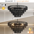 thumbnail image 5 of 8-Light Pendant Light, Boho 23.6 Inch Tiered Hemp Rope Transitional Chandelier, Dimmable, Adjustable Height Black, 5 of 8