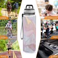 thumbnail image 7 of Pink Marble Sports Water Bottle Portable Travel Mug 32oz BPA Free Leak Proof Straw Transparent Tritan for Gym Yoga Cycling Camping, 7 of 7