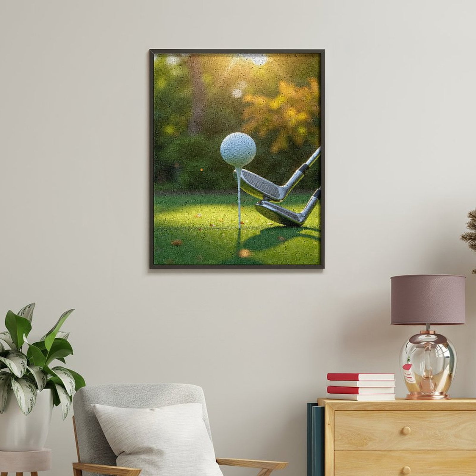 Paint By Numbers Kit for Adults Beginner - DIY Golf Ball Sunlight Green Scene Canvas Painting Kits for Adults, Frameless Paint By Number for Adults for Home Wall Decor 16x20 Inch