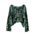 thumbnail image 4 of UQJfacai Women Christmas Oversized Sweaters Christmas Tree Graphic Long Sleeve Ribbed Knit Tops Fall Winter Crewneck Pullover Sweatshirts, 4 of 4