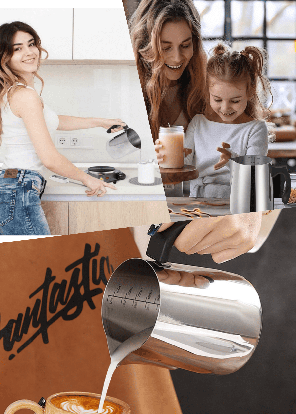 Candle Making Pouring Pot, Stainless Steel Wax Melting Pot 32oz with Heat-Resistant Handle and Drip-less Pouring Spout, Candle Making Pitcher with Stirring Spoon
