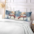 thumbnail image 5 of Happy Snowman with Scarf Plush Pillow Cases Queen Size Ultra Soft Warm Pillowcases with Zipper 20"x30", 5 of 9