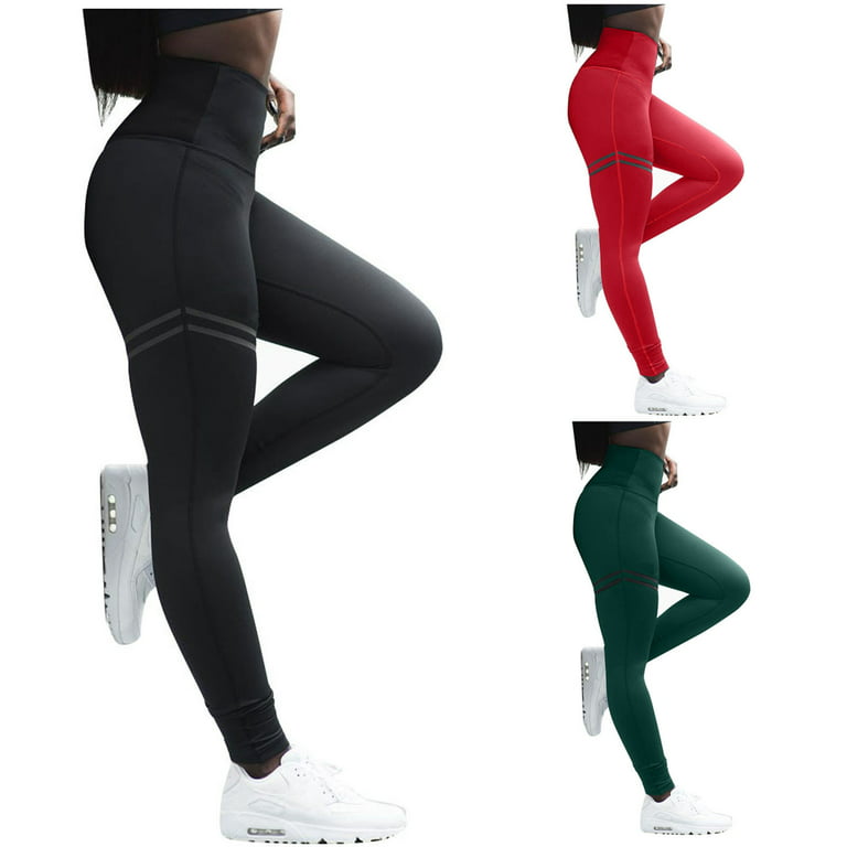 Amtdh Womens Yoga Capris High Waist Tummy Control Workout Pants Pockets  Stretch Athletic Slimming Fitness Running Yoga Leggings for Women Black XXL  