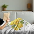 thumbnail image 3 of Yellow Soft Flannel Fleece Throw Blanket, Floral Arrangement with Roses and Leaves with Swirled Frame Design, Cozy Plush for Indoor and Outdoor Use, 70" x 90", Fern Green Marigold, by Ambesonne, 3 of 5
