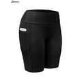 Spencer Womens High Waist Yoga Shorts with Side Pockets Tummy Control Workout 4 Way Stretch Yoga Leggings "M, Black" - image 3 of 9