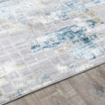 thumbnail image 3 of Hauteloom Liverpool Modern Abstract Bedroom Living Room Area Rug - Square Tile Carpet - Contemporary Bohemian Farmhouse - Blue, Grey, Brown, Off White - 6'7" x 9', 3 of 16