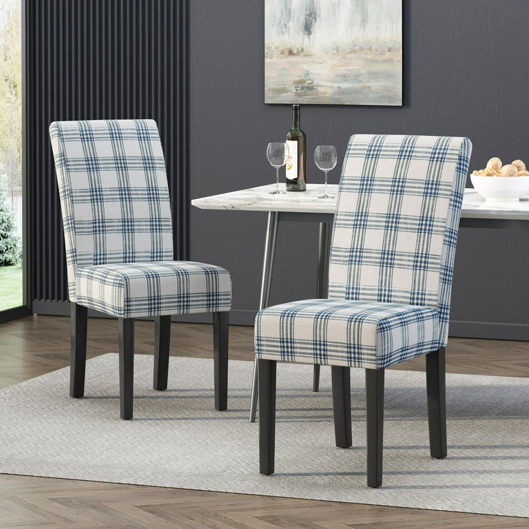 Plaid upholstered dining chairs hot sale