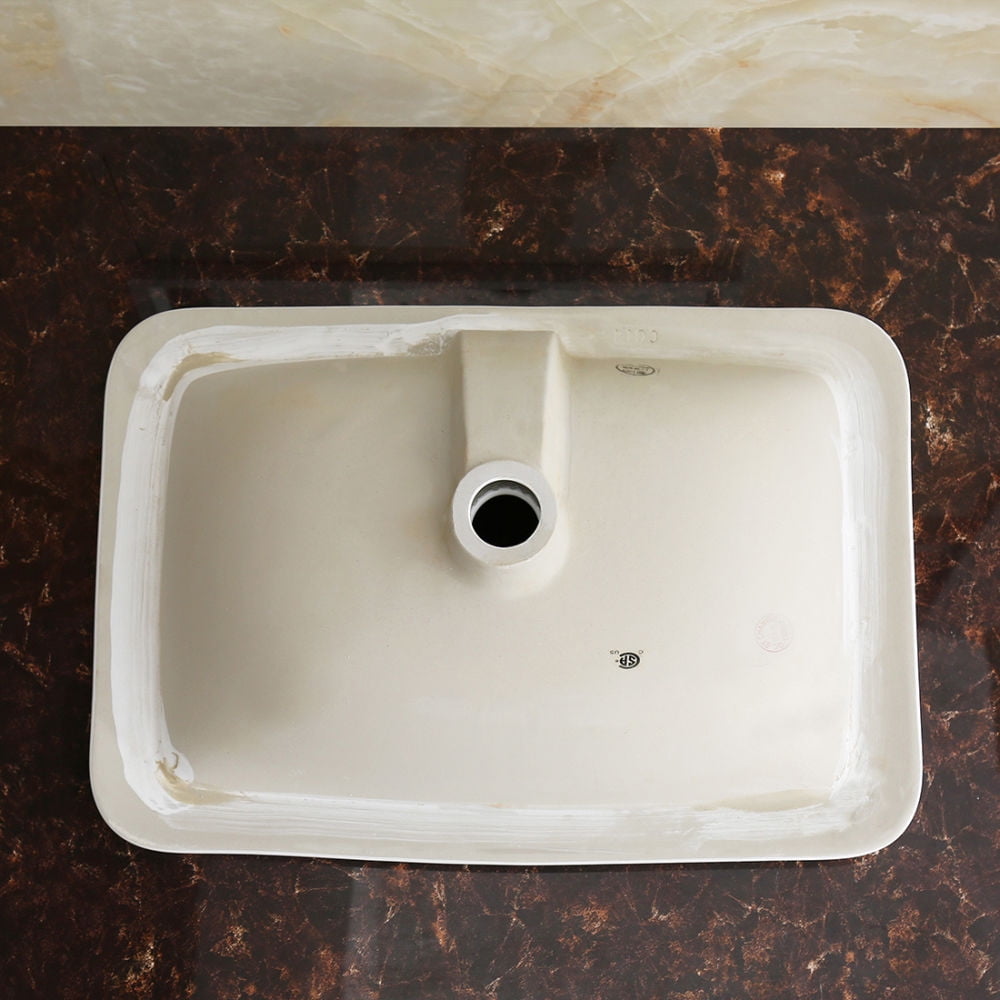 Kepooman 1027W Top Mount Vanity Sink, Porcelain Drop in Basin for Bathroom, White, 22" x 15"
