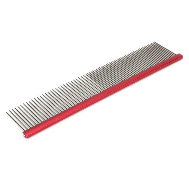 Peigne de Toilettage pour Chiens, Peigne en Acier pour Animaux de Compagnie Sûr, Poignée Ergonomique, Massage Réutilisable Empêche l'Électricité Statique pour les Races à Poils Longs, Rouge 16cm / 6,3in, Violet 19cm / 7,5in, Bleu 22cm / 8.7in, Vert 13cm / 5,1in