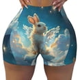thumbnail image 2 of Rateoe Cute Angel Winged Rabbit Printed Power Workout Shorts for Women Tummy Control Squat Proof Ribbed Thick Seamless Scrunch Active Short-Medium, 2 of 8