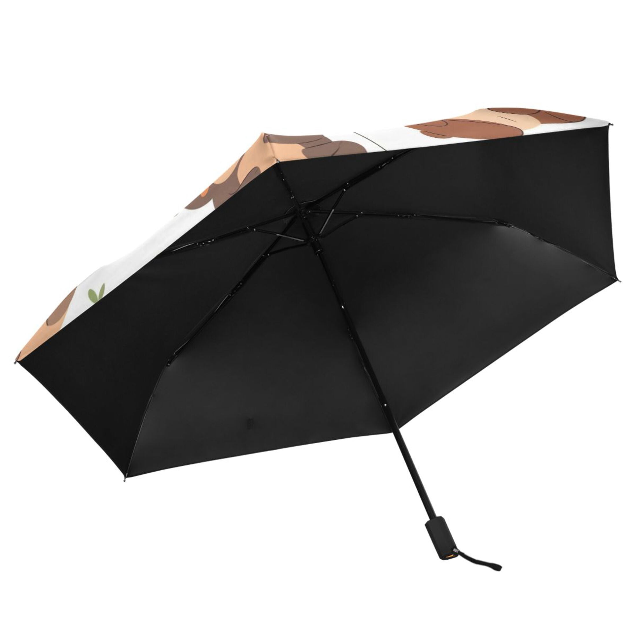 Compact Sun Umbrella Windproof Travel Umbrellas for Rain Strong Portable UV Protection Cute Bears with Leaf
