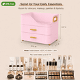 thumbnail image 6 of Countertop Makeup Organizer with Drawers, 3 Tier Cosmetic Storage Box with Beauty Accessories Set, Vanity Bathroom Counter Dresser Skincare Display Case for Lipsticks, Beauty Palettes, Pink, 6 of 10