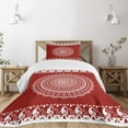 thumbnail image 3 of Ambesonne Mandala Quilted Bedspread Set 2 Pcs, Paisley Side Border Design, Twin Size, Burgundy White, 3 of 6
