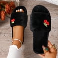 thumbnail image 3 of Taqqpue Open Toe Slipper for Women Women Fashionable Casual Winter Open Toe Home Friendly Soft Cotton Flat Slippers Fuzzy House Slippers Gift for Women, 3 of 9