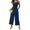 Navy, variant on Sakmal Solid Jumpsuits for Women Casual Pleated Spaghetti Straps Wide Leg Dressy Overalls Full Square Neck Sleeveless Black Pants for Women