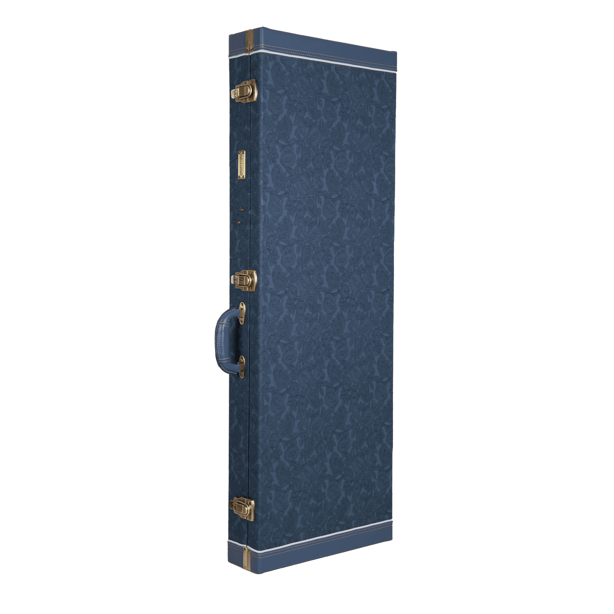 Crossrock Relief Series - Premium Wooden Case for Jazzmaster/Jaguar Style Electric Guitars, featuring a Highly Textured Surface and Mink Imitation Fleece Interior - Smoke Blue