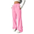 thumbnail image 3 of Nestiefly Womens Wide Leg Sweatpants Baggy Casual Fall Winter Sweat Pants High Waisted Travel Track Pants with Pockets Light pink S, 3 of 8