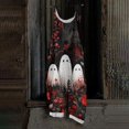 thumbnail image 2 of JULMCOMO Halloween Jumpsuits for Women Cotton Linen Bat Pumpkin Ghost Printed Spaghetti Strap Holiday Jumpsuits Plus Size Loose Cute Print Overalls Red XL, 2 of 5