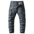 thumbnail image 2 of UVEASISHA Mens Ripstop Cargo Pants Relaxed Fit Casual Work Pants Multi Pockets Straight Leg Hiking Pants Solid Color Vintage Trousers Gray XXL, 2 of 3