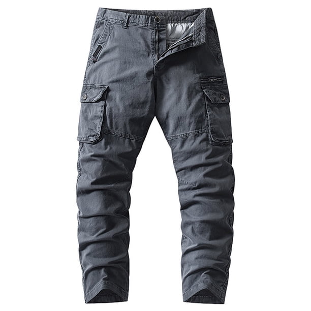 Pantalones largos para hombre, moda informal, cómodos, sólidos, con bolsillos, con cordón ajustable, pantalones regulares de poliéster para hombre.