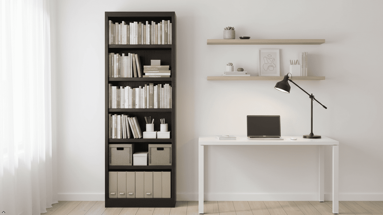 Bowery Hill Traditional 84" Tall 6-Shelf Wood Bookshelf Bookcase in Espresso