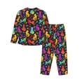 thumbnail image 2 of Goofa Colorful Cats Printed Women’s 2 Piece Pajama Set Super,Pajamas Women's Long Sleeve Sleepwear Soft Button Down Loungewear Pjs Lounge Set Nightwear-XX-Large, 2 of 9