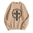 thumbnail image 4 of Easter Tops for Women Crew Neck Jesus Cross Printed Pullover Comfy Long Sleeve Loose Fit Pullover Fashion 2025, 4 of 4