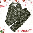 thumbnail image 2 of Women's Snowflake Pattern Long-Sleeved Pajama Set - Soft and Comfy Nightwear with Button-Down Top and Pants, 2 of 4