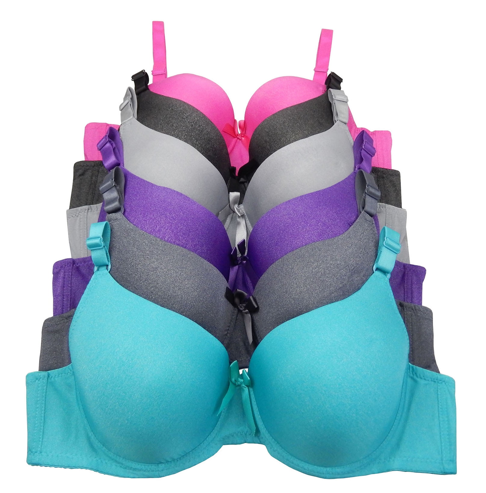 Women Bras 6 pack of T-shirt Bra B cup C cup D cup DD cup DDD cup (9290)  Size 36C (S9291)
