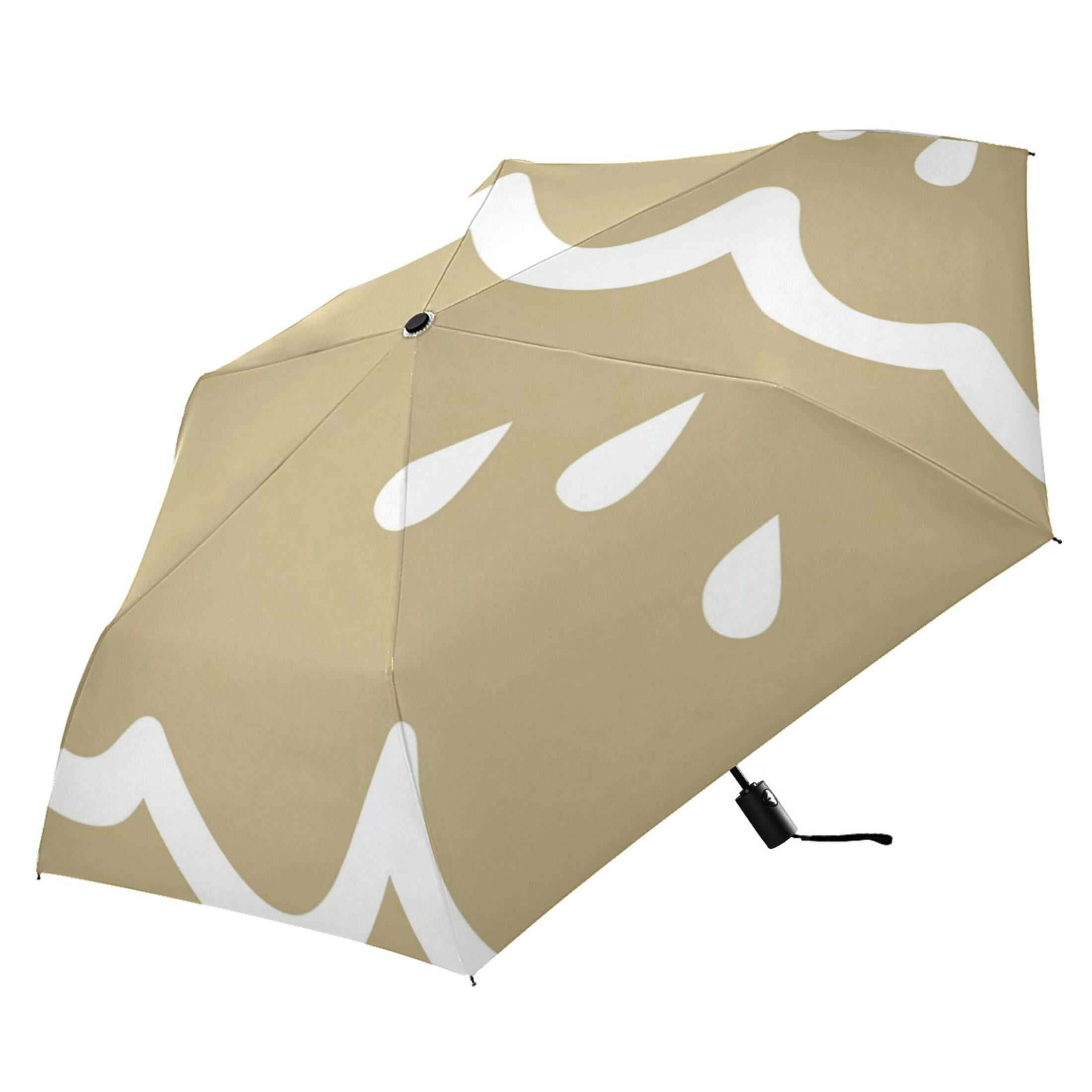 Abstract Rain Scene Folding Umbrella UV50+ Waterproof Sun Protection Auto Open Close Compact Fiberglass Frame