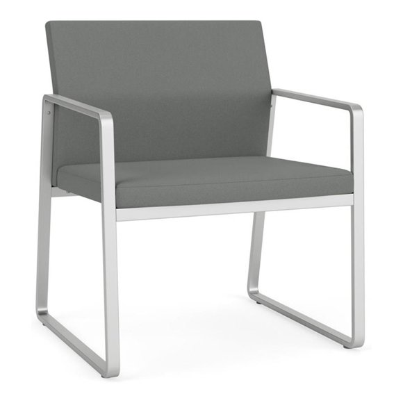 Fauteuil d'Appoint Surdimensionné Gansett pour Réception / Acier Argenté / Gris Pâle