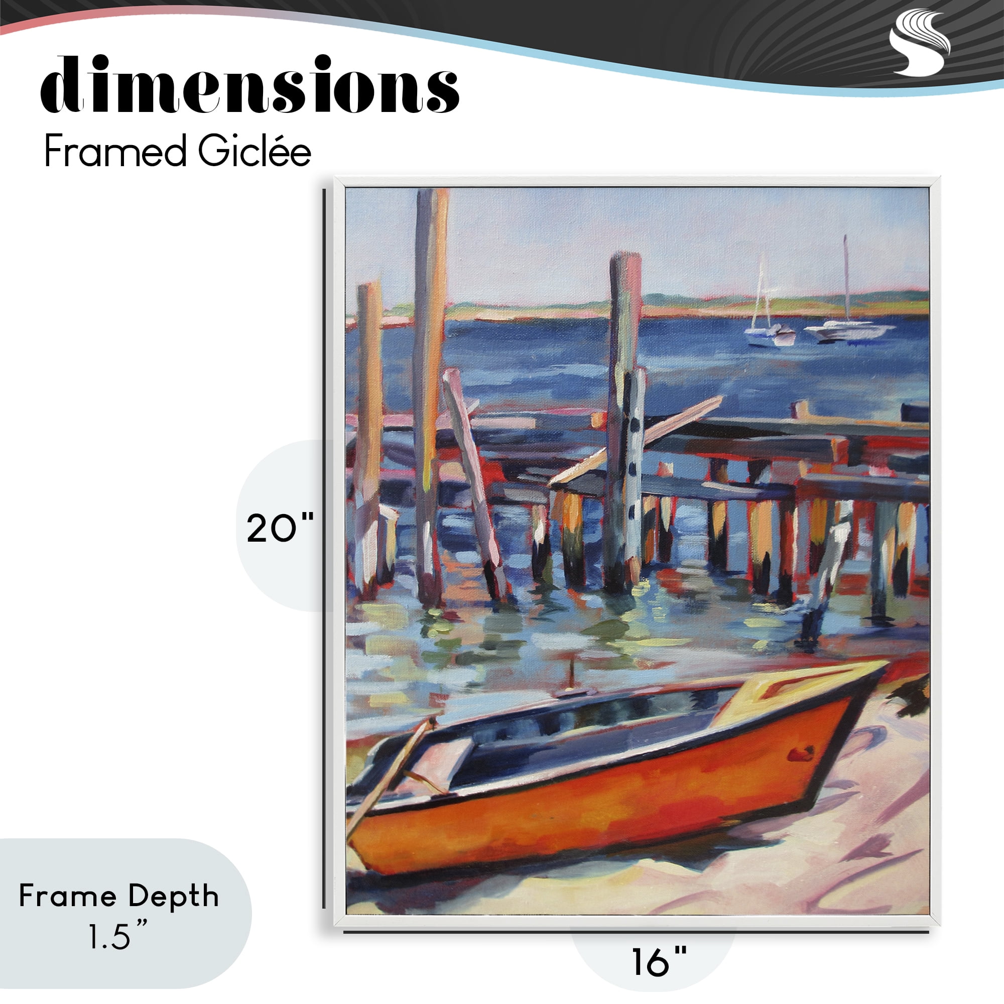 Stupell Industries Provincetown Harbor Boat White Framed Giclee Art, design by Maxine Shore
