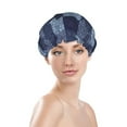 thumbnail image 3 of Disketp Blue Gingham Buffalo Check Shower Caps,Reusable Shower Cap For Women, Double Layer Waterproof Hair Cap, Large Size For All Hair Lengths,For Girls Spa Home Salon Use, 3 of 9
